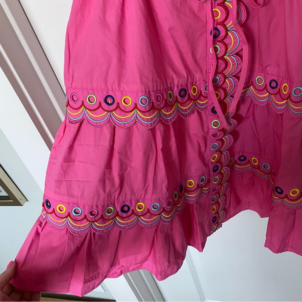 ❗️FINAL❗️NWT CeliaB Marilla Pink Dress Scalloped Eyelet Detail XL - Picture 14 of 16